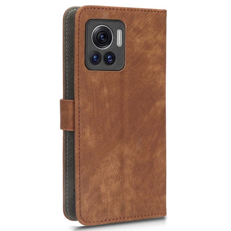 For Motorola Edge 30 Ultra 5G / Edge X30 Pro RFID Blocking Phone Case Stand PU Leather Phone Wallet Cover - Brown
