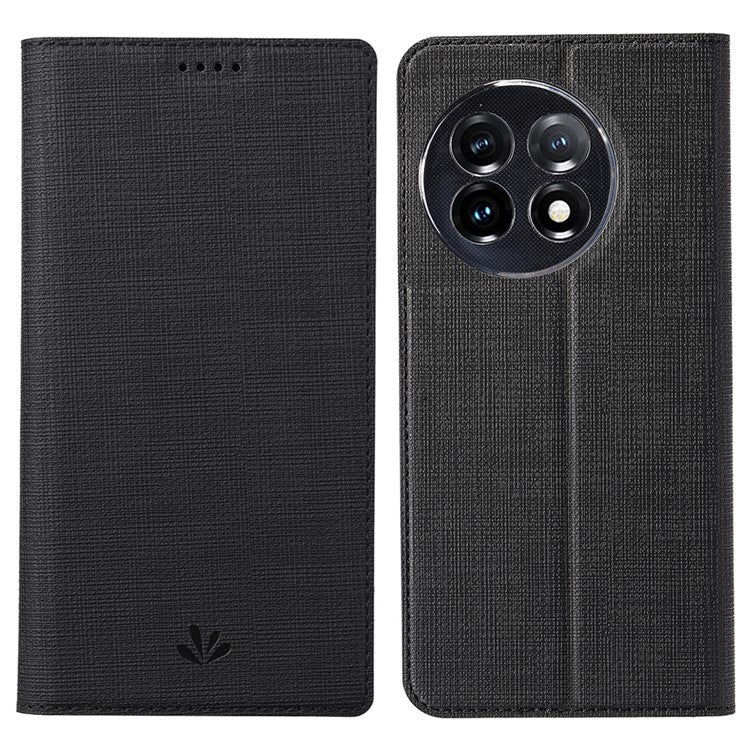 VILI DMX Series for OnePlus 11 5G PU Leather Phone Case Card Slots Mobile Phone Stand Cover - Black