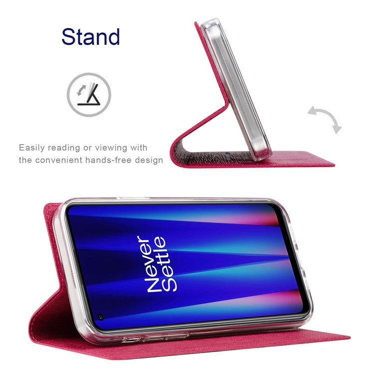 VILI DMX Series for OnePlus 11 5G PU Leather Phone Case Card Slots Mobile Phone Stand Cover - Rose