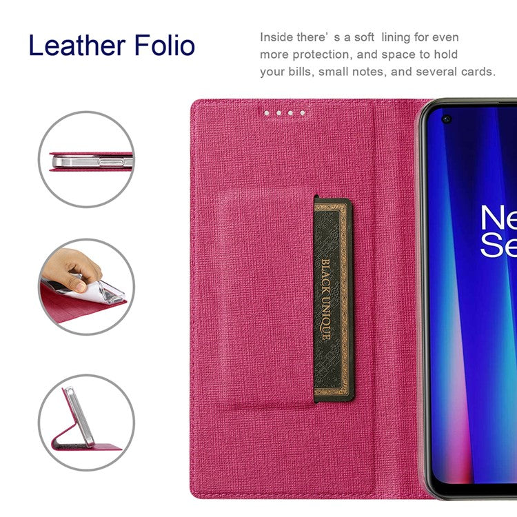VILI DMX Series for OnePlus 11 5G PU Leather Phone Case Card Slots Mobile Phone Stand Cover - Rose