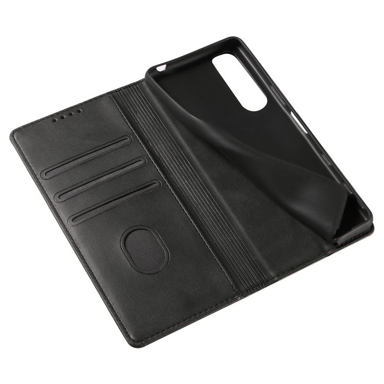 PU Leather Phone Case For Sony Xperia 5 II , Business Style Flip Wallet Stand Shockproof Mobile Phone Cover - Black