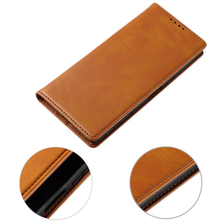 PU Leather Phone Case For Sony Xperia 5 II , Business Style Flip Wallet Stand Shockproof Mobile Phone Cover - Khaki