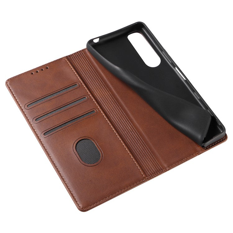 PU Leather Phone Case For Sony Xperia 5 II , Business Style Flip Wallet Stand Shockproof Mobile Phone Cover - Brown