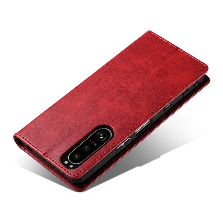 PU Leather Phone Case For Sony Xperia 5 II , Business Style Flip Wallet Stand Shockproof Mobile Phone Cover - Red