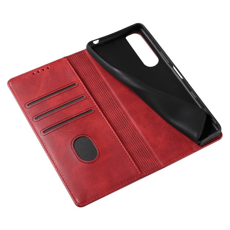 PU Leather Phone Case For Sony Xperia 5 II , Business Style Flip Wallet Stand Shockproof Mobile Phone Cover - Red