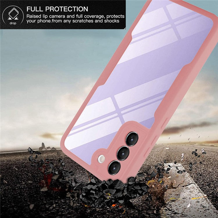 For Samsung Galaxy S23 Acrylic+TPU Clear Phone Case Camera Lens Protection Phone Cover with PET Screen Film - Purple