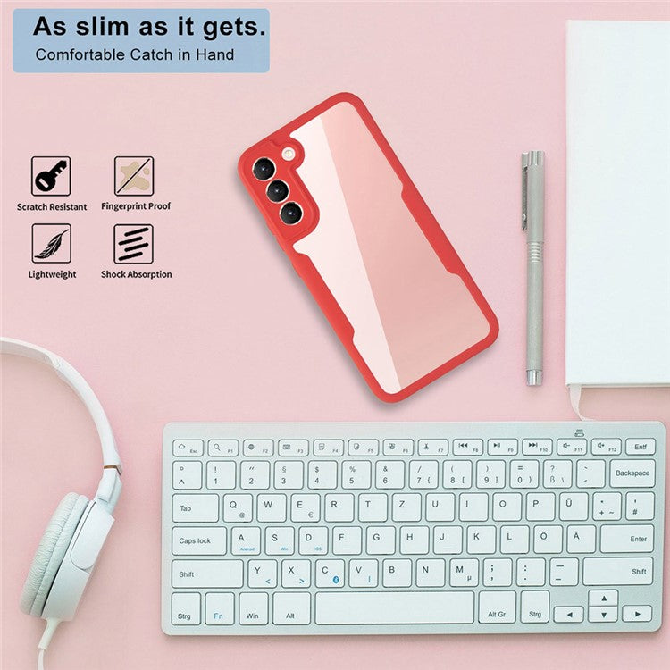 For Samsung Galaxy S23+ Phone Case Acrylic+TPU +PET Screen Film Phone Cover Camera Lens Protection - Red