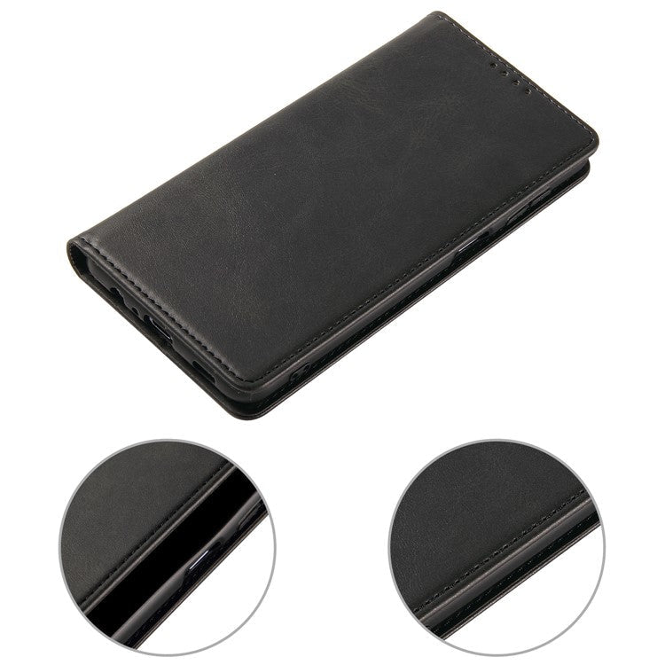 For Google Pixel 7 5G Drop-proof Leather Phone Case Wallet Stand Calf Texture Magnetic Mobile Phone Cover - Black