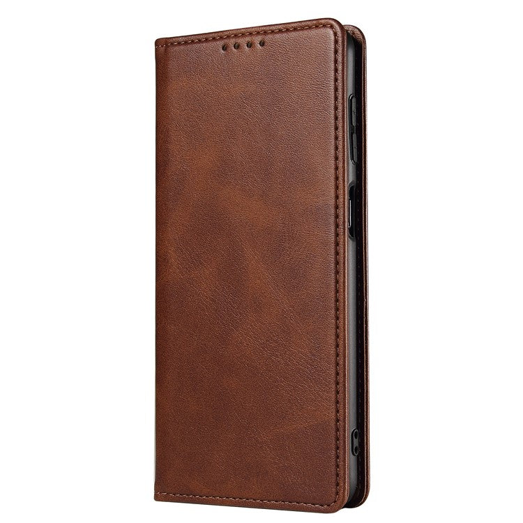 For Google Pixel 7 5G Drop-proof Leather Phone Case Wallet Stand Calf Texture Magnetic Mobile Phone Cover - Brown