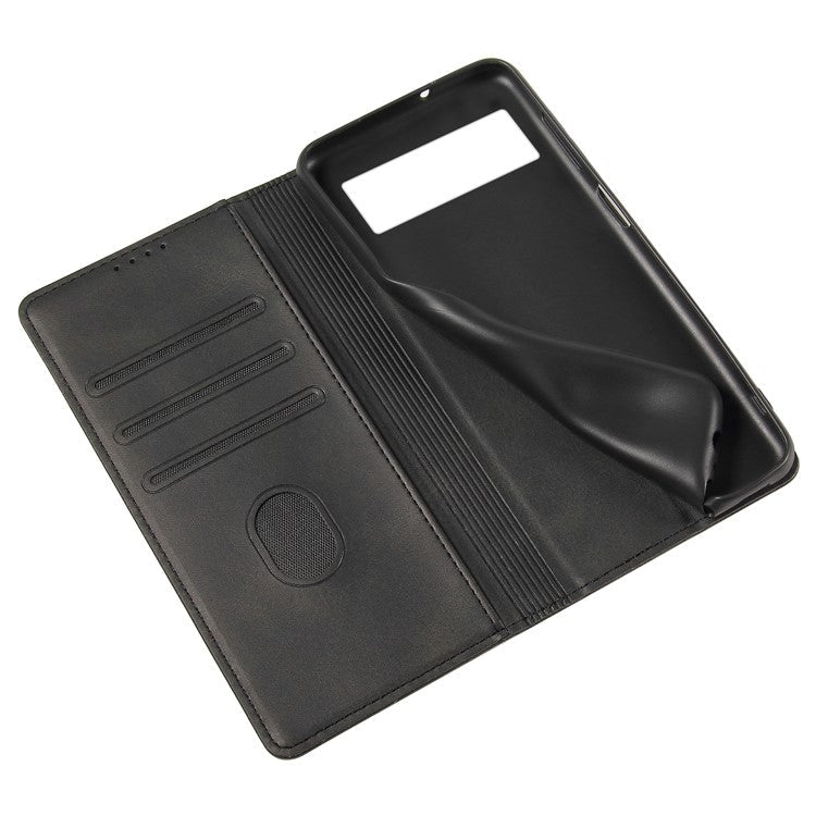 For Google Pixel 7 Pro 5G Magnetic Phone Cover Calf Texture Wallet Leather Stand Phone Case - Black