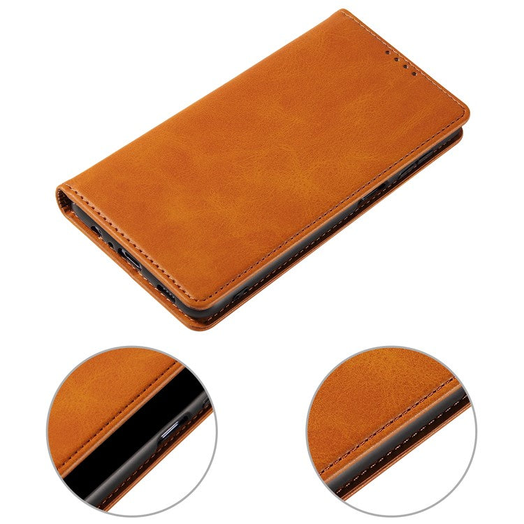 For Google Pixel 7 Pro 5G Magnetic Phone Cover Calf Texture Wallet Leather Stand Phone Case - Khaki