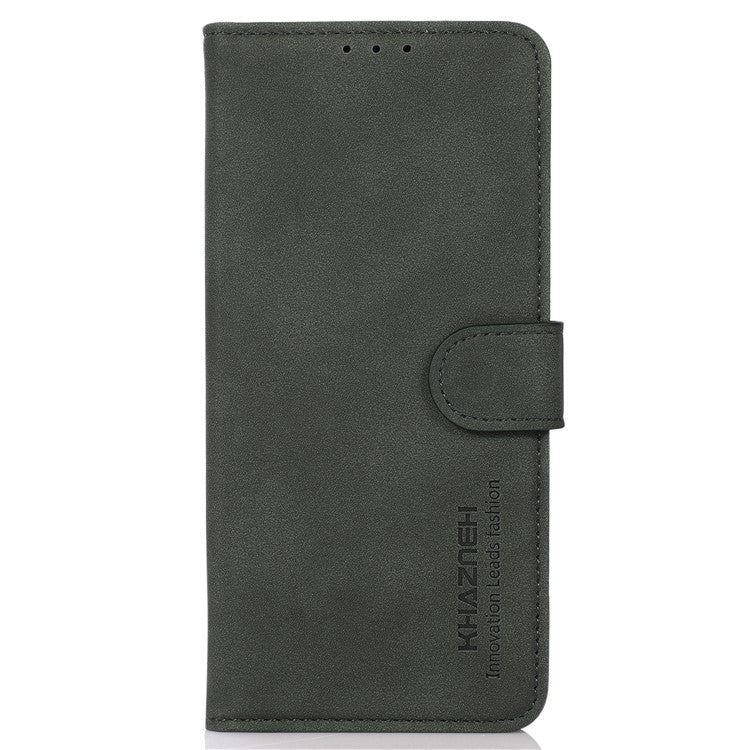 KHAZNEH For Oppo Reno8 T 4G Shockproof Textured Wallet Cover Folding Stand PU Leather Phone Case - Green