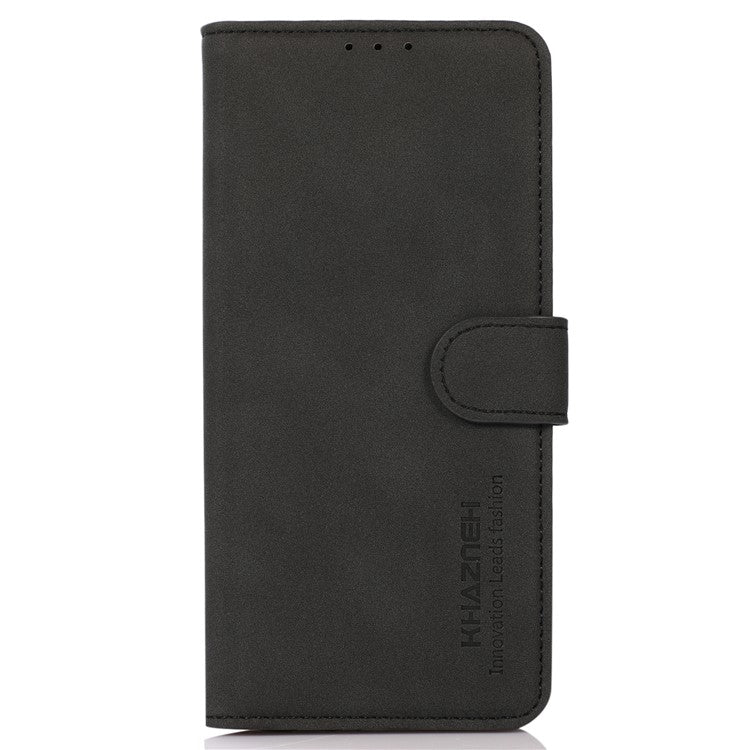 KHAZNEH For Oppo Reno8 T 4G Shockproof Textured Wallet Cover Folding Stand PU Leather Phone Case - Black