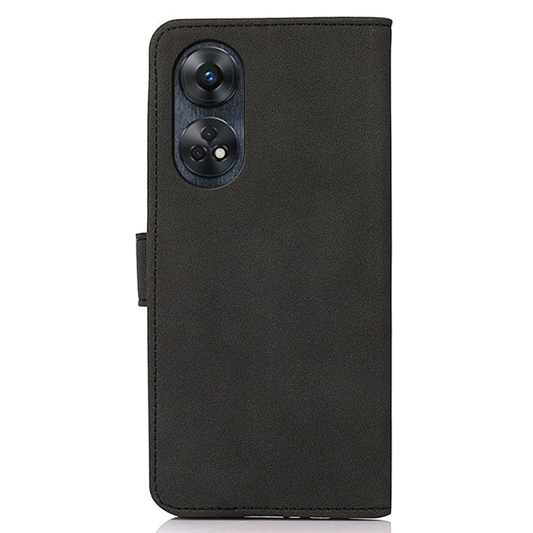 KHAZNEH For Oppo Reno8 T 4G Shockproof Textured Wallet Cover Folding Stand PU Leather Phone Case - Black