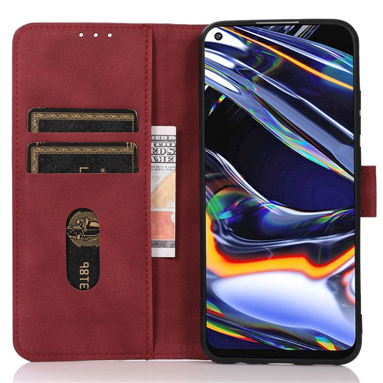 KHAZNEH For Honor X9a / X40 / Magic5 Lite 5G Textured Leather Wallet Cover Folding Stand Shockproof Mobile Case - Red