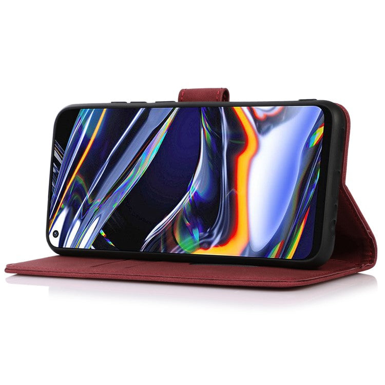 KHAZNEH For Honor X9a / X40 / Magic5 Lite 5G Textured Leather Wallet Cover Folding Stand Shockproof Mobile Case - Red