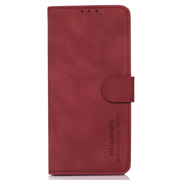 KHAZNEH For Honor X9a / X40 / Magic5 Lite 5G Textured Leather Wallet Cover Folding Stand Shockproof Mobile Case - Red