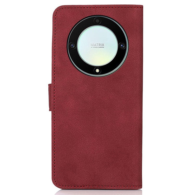 KHAZNEH For Honor X9a / X40 / Magic5 Lite 5G Textured Leather Wallet Cover Folding Stand Shockproof Mobile Case - Red