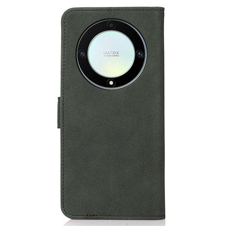 KHAZNEH For Honor X9a / X40 / Magic5 Lite 5G Textured Leather Wallet Cover Folding Stand Shockproof Mobile Case - Green