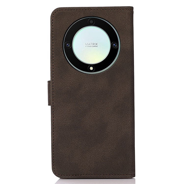 KHAZNEH For Honor X9a / X40 / Magic5 Lite 5G Textured Leather Wallet Cover Folding Stand Shockproof Mobile Case - Brown