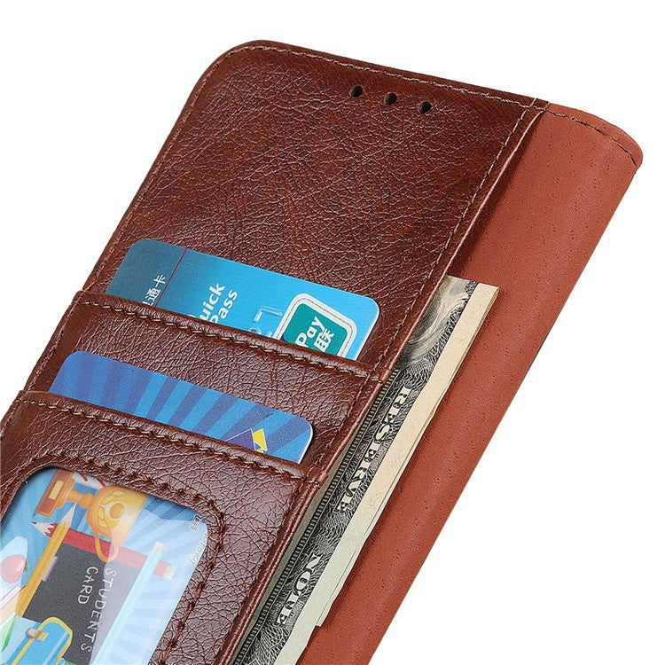 For Honor X9a 5G / X40 5G / Magic5 Lite 5G Split Leather Case Nappa Texture Stand Wallet Magnetic Clasp Phone Cover - Brown