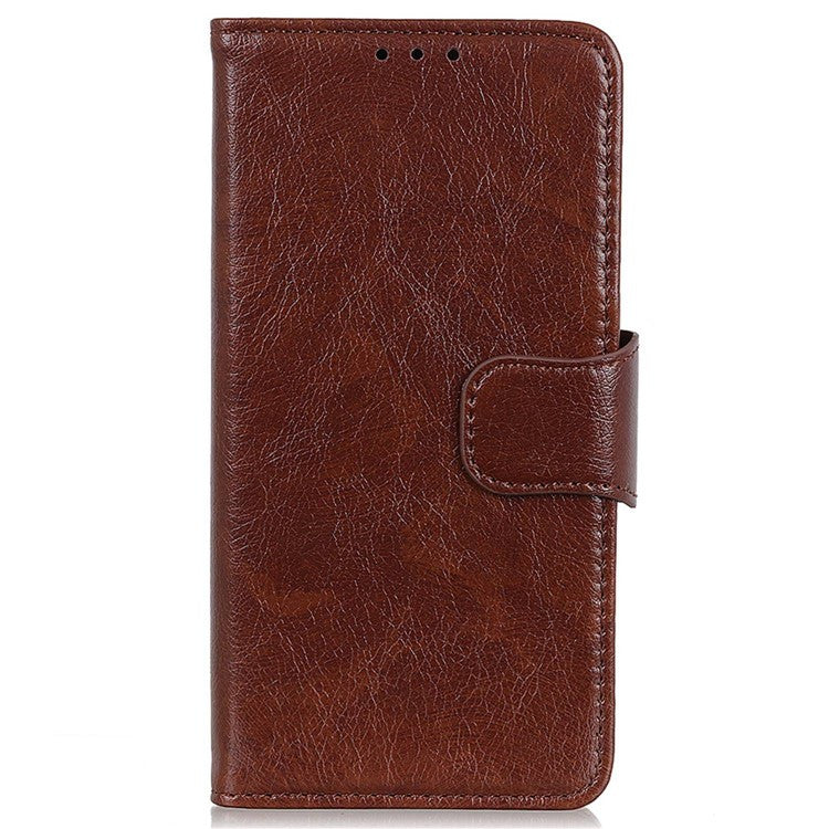 For Honor X9a 5G / X40 5G / Magic5 Lite 5G Split Leather Case Nappa Texture Stand Wallet Magnetic Clasp Phone Cover - Brown