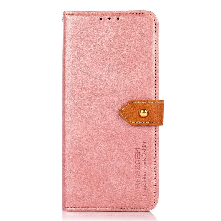 KHAZNEH For Honor X9a 5G / X40 5G / Magic5 Lite 5G Gold Button PU Leather Cowhide Texture Phone Stand Case Wallet Cover - Rose Gold