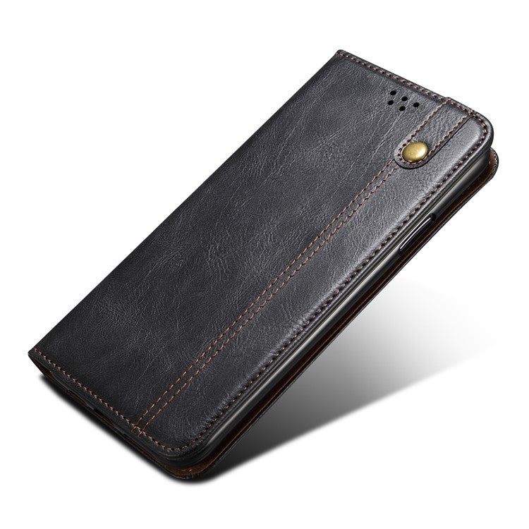 Stand Phone Case for Oppo A1 Pro 5G / Reno8 T 5G Waxy Crazy Horse Texture Leather Wallet Phone Cover - Black