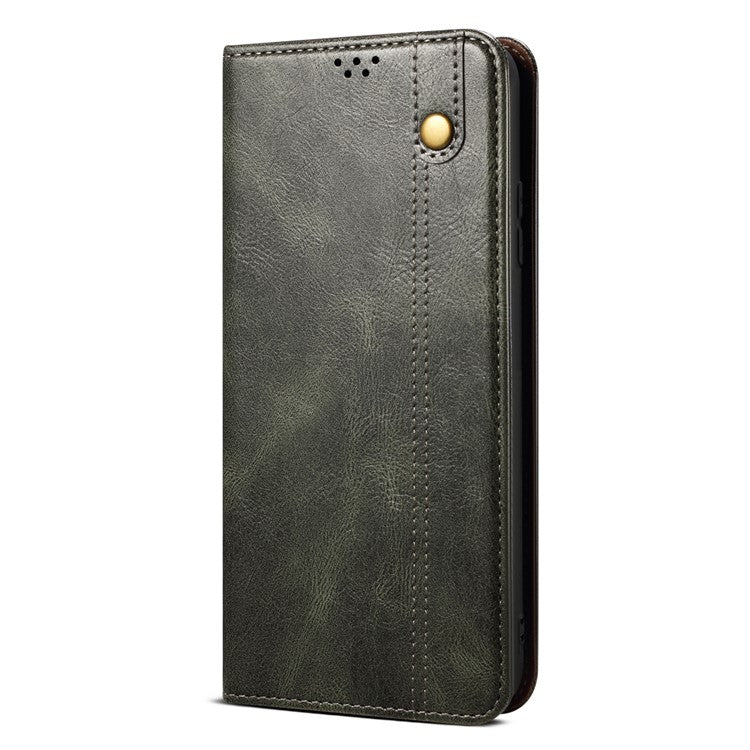 Stand Phone Case for Oppo A1 Pro 5G / Reno8 T 5G Waxy Crazy Horse Texture Leather Wallet Phone Cover - Green