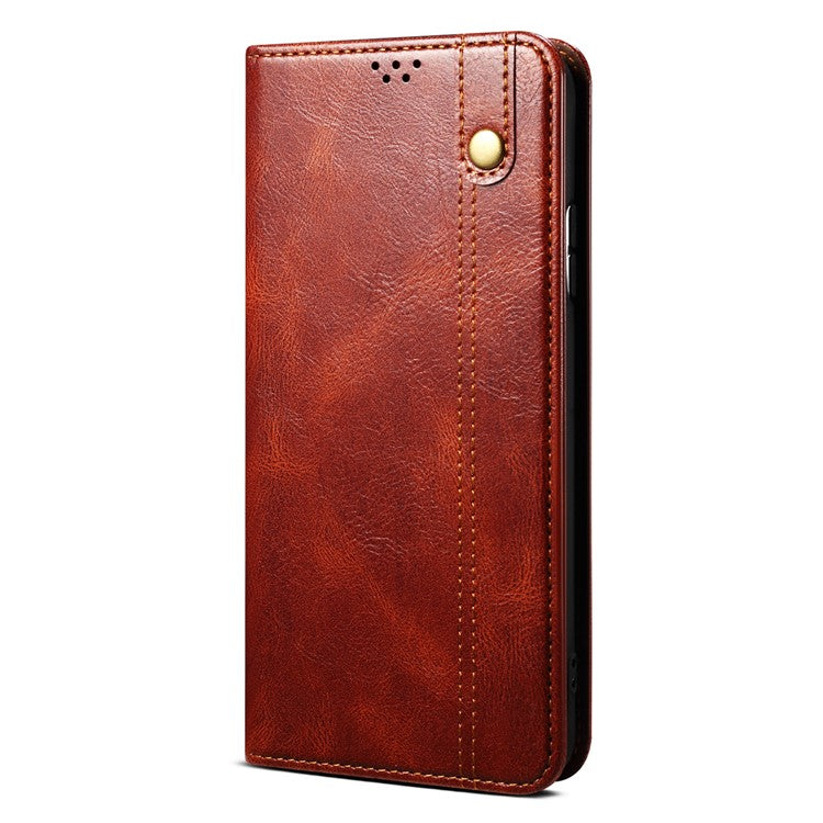 Stand Phone Case for Oppo A1 Pro 5G / Reno8 T 5G Waxy Crazy Horse Texture Leather Wallet Phone Cover - Brown