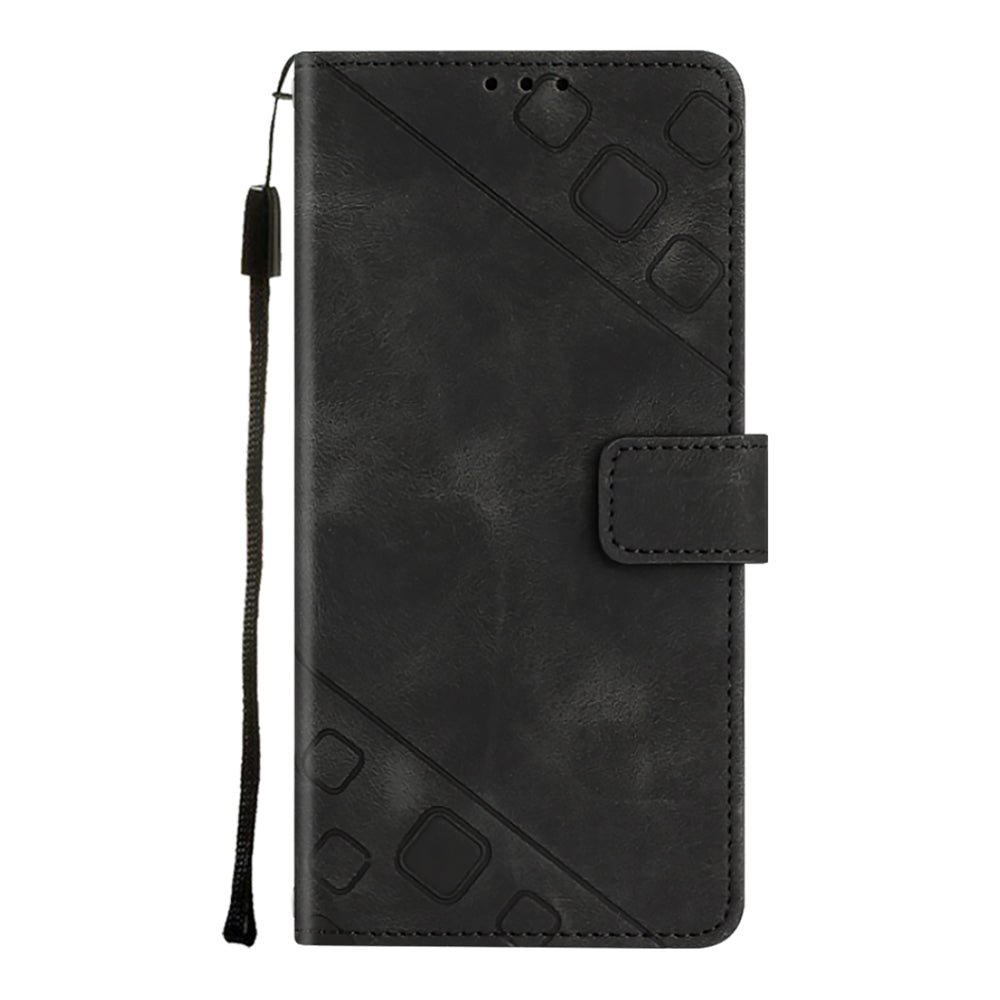 PT005 YB Imprinting Series-6 For Samsung Galaxy S20 FE 5G / S20 FE / S20 FE 2022 / S20 Lite Skin Touch Foldable Stand Phone Case PU Leather Wallet Cover - Black