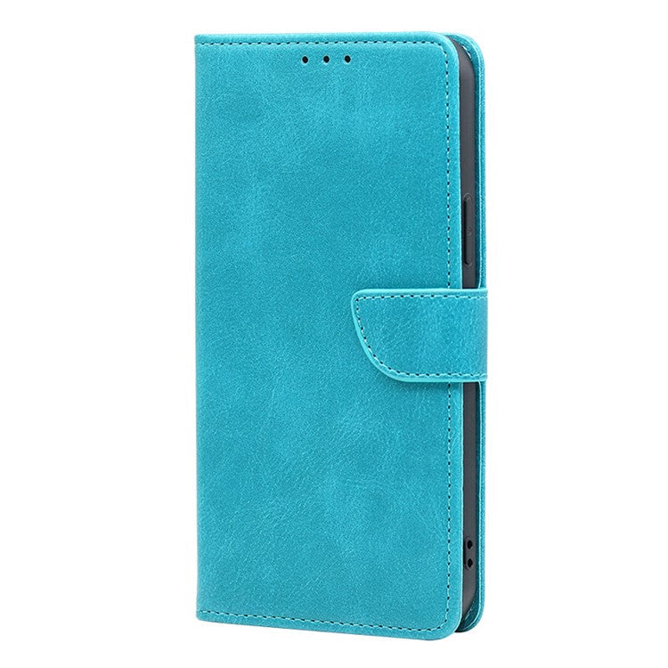 Protective Phone Leather Cover for Oppo Reno8 T 4G Calf Texture Stand Wallet Phone Case - Baby Blue