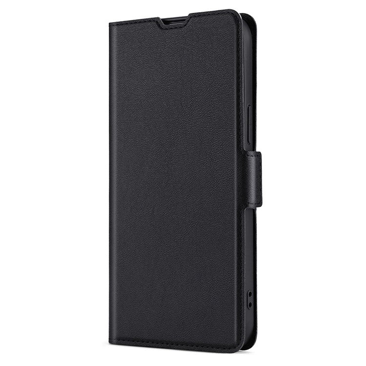 Phone Stand Cover for Oppo Reno8 T 4G PU Leather Card Holder Mobile Phone Protective Cover - Black