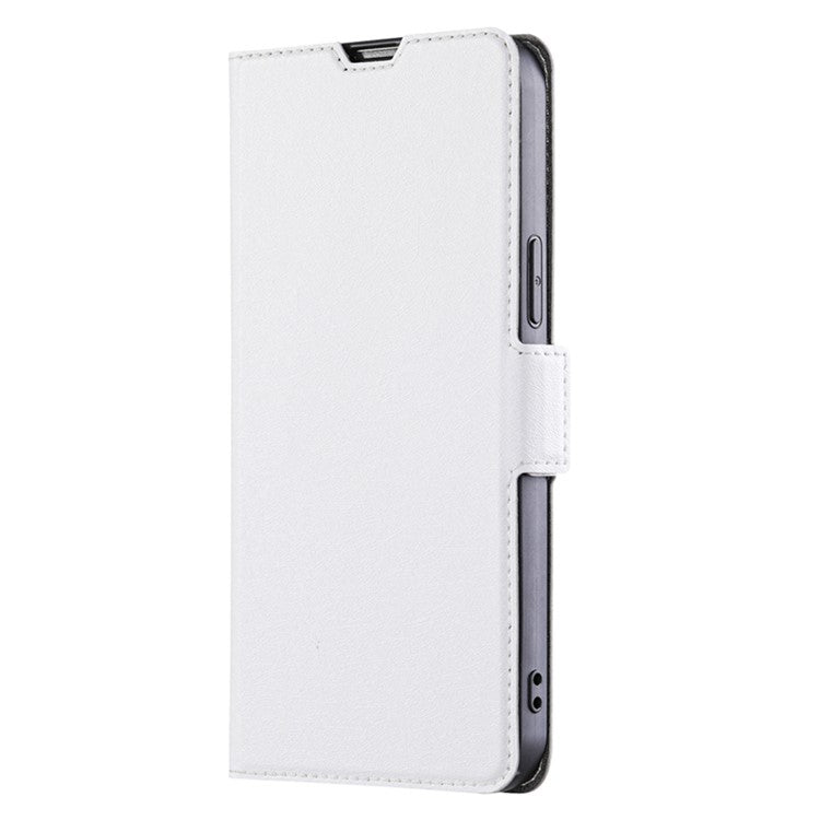 Phone Stand Cover for Oppo Reno8 T 4G PU Leather Card Holder Mobile Phone Protective Cover - White