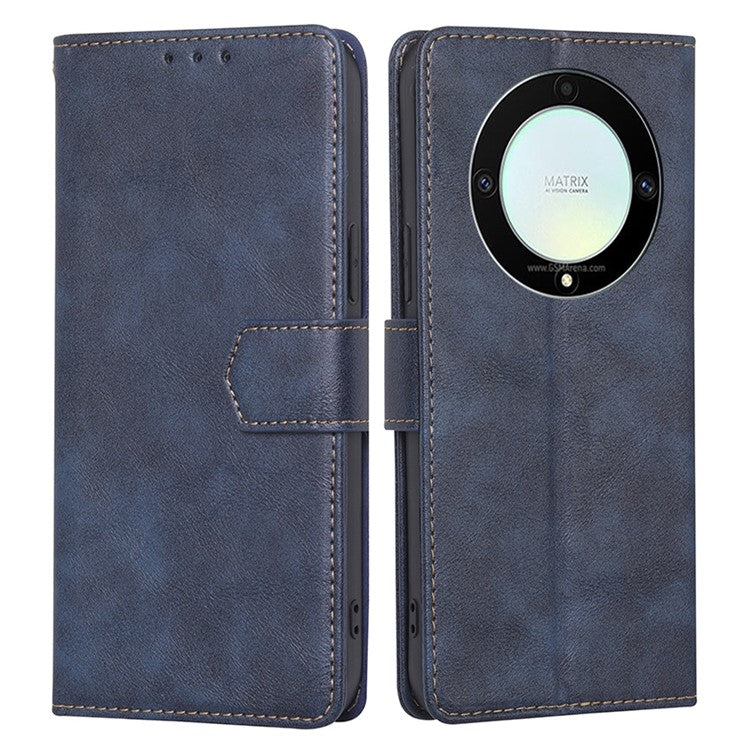 For Honor X9a 5G / X40 5G / Magic5 Lite 5G RFID Blocking Phone Leather Case Stand Wallet Phone Cover - Blue