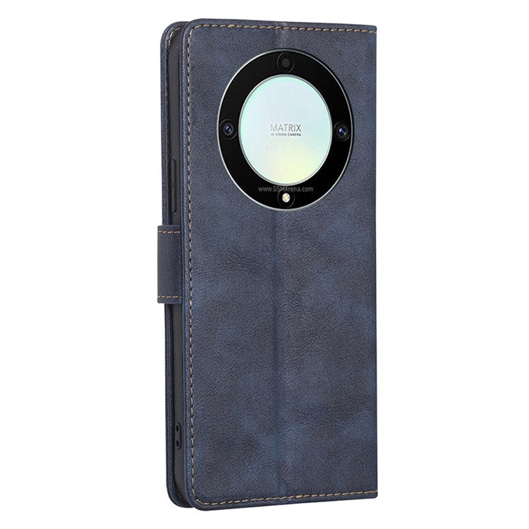 For Honor X9a 5G / X40 5G / Magic5 Lite 5G RFID Blocking Phone Leather Case Stand Wallet Phone Cover - Blue
