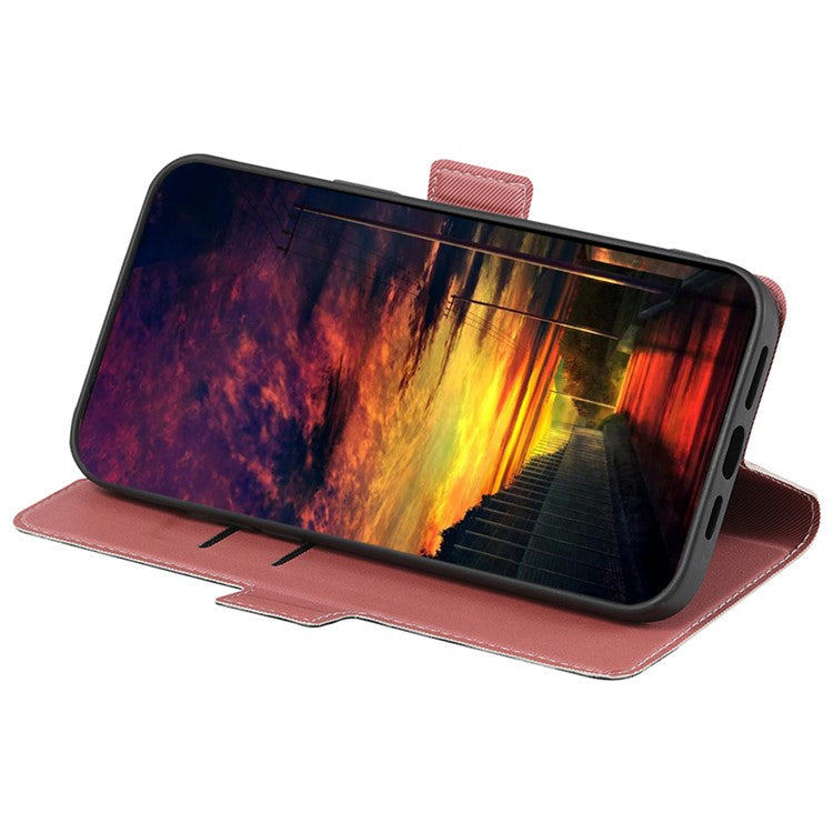 For Honor X40 5G / X9a 5G / Magic5 Lite 5G Twill Texture Leather Stand Phone Case Card Holder Full Protection Shell - Pink