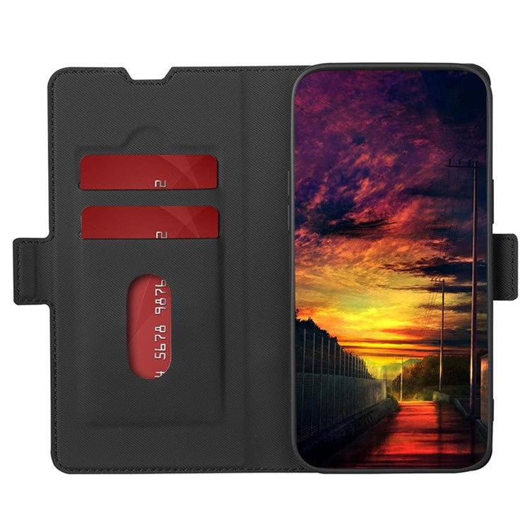 For Honor X40 5G / X9a 5G / Magic5 Lite 5G Twill Texture Leather Stand Phone Case Card Holder Full Protection Shell - Black