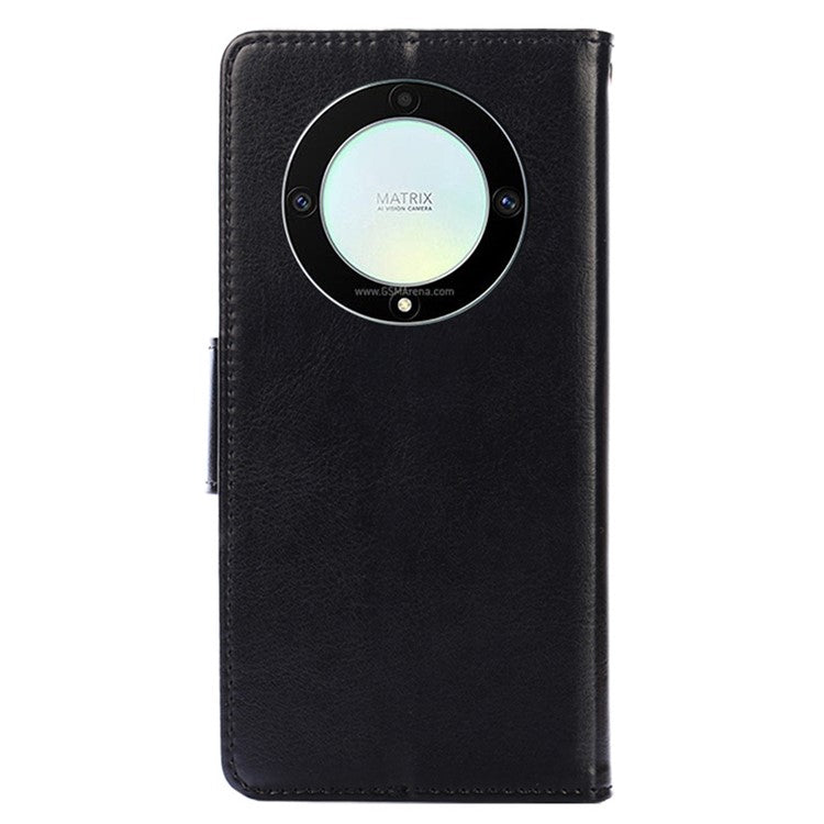 For Honor X9a 5G / X40 5G / Magic5 Lite 5G Cell Phone Cover PU Leather Stand Wallet Protective Phone Case - Black