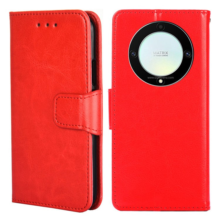 For Honor X9a 5G / X40 5G / Magic5 Lite 5G Cell Phone Cover PU Leather Stand Wallet Protective Phone Case - Red
