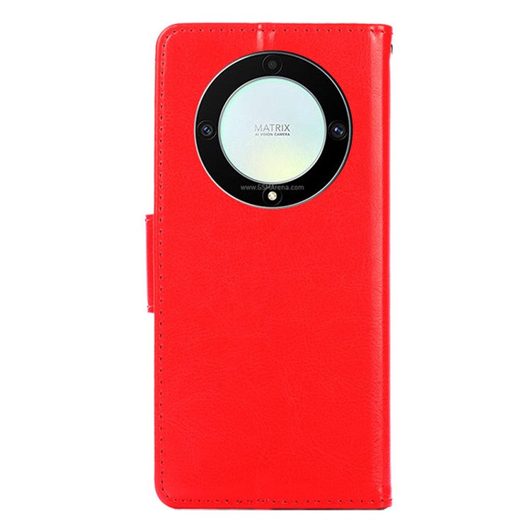 For Honor X9a 5G / X40 5G / Magic5 Lite 5G Cell Phone Cover PU Leather Stand Wallet Protective Phone Case - Red