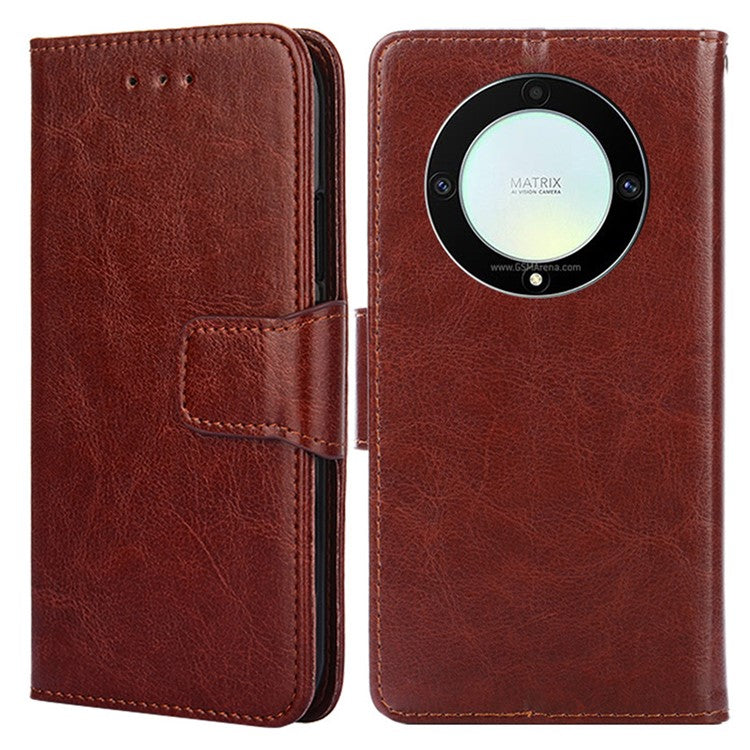 For Honor X9a 5G / X40 5G / Magic5 Lite 5G Cell Phone Cover PU Leather Stand Wallet Protective Phone Case - Brown