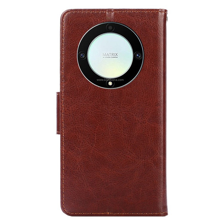 For Honor X9a 5G / X40 5G / Magic5 Lite 5G Cell Phone Cover PU Leather Stand Wallet Protective Phone Case - Brown