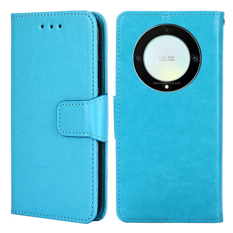 For Honor X9a 5G / X40 5G / Magic5 Lite 5G Cell Phone Cover PU Leather Stand Wallet Protective Phone Case - Baby Blue
