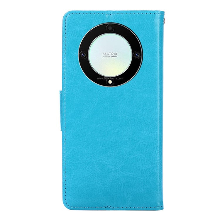 For Honor X9a 5G / X40 5G / Magic5 Lite 5G Cell Phone Cover PU Leather Stand Wallet Protective Phone Case - Baby Blue