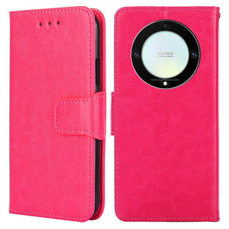 For Honor X9a 5G / X40 5G / Magic5 Lite 5G Cell Phone Cover PU Leather Stand Wallet Protective Phone Case - Rose