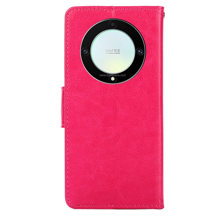 For Honor X9a 5G / X40 5G / Magic5 Lite 5G Cell Phone Cover PU Leather Stand Wallet Protective Phone Case - Rose