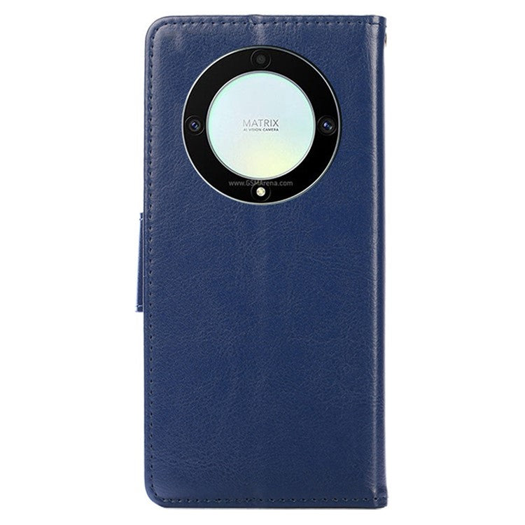 For Honor X9a 5G / X40 5G / Magic5 Lite 5G Cell Phone Cover PU Leather Stand Wallet Protective Phone Case - Sapphire