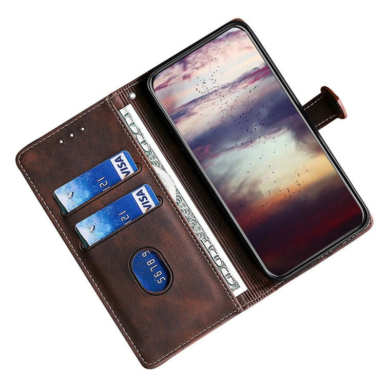 For Honor X40 5G Shockproof Phone Stand Cover Straw Hat Design PU Leather Wallet Case - Brown