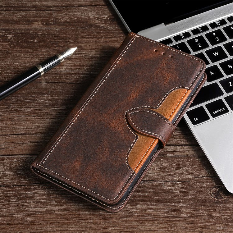 For Honor X40 5G Shockproof Phone Stand Cover Straw Hat Design PU Leather Wallet Case - Brown
